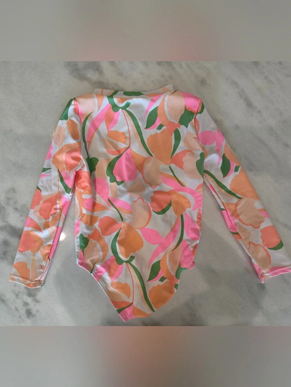 Carter's Long-Sleeve Floral Rashguard Swim One-Piece - Pink, Orange & Green